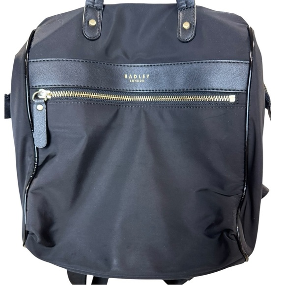 Radley London Black Nylon Leather Trim Gold Hardware Backpack or Laptop Purse - Picture 11 of 11